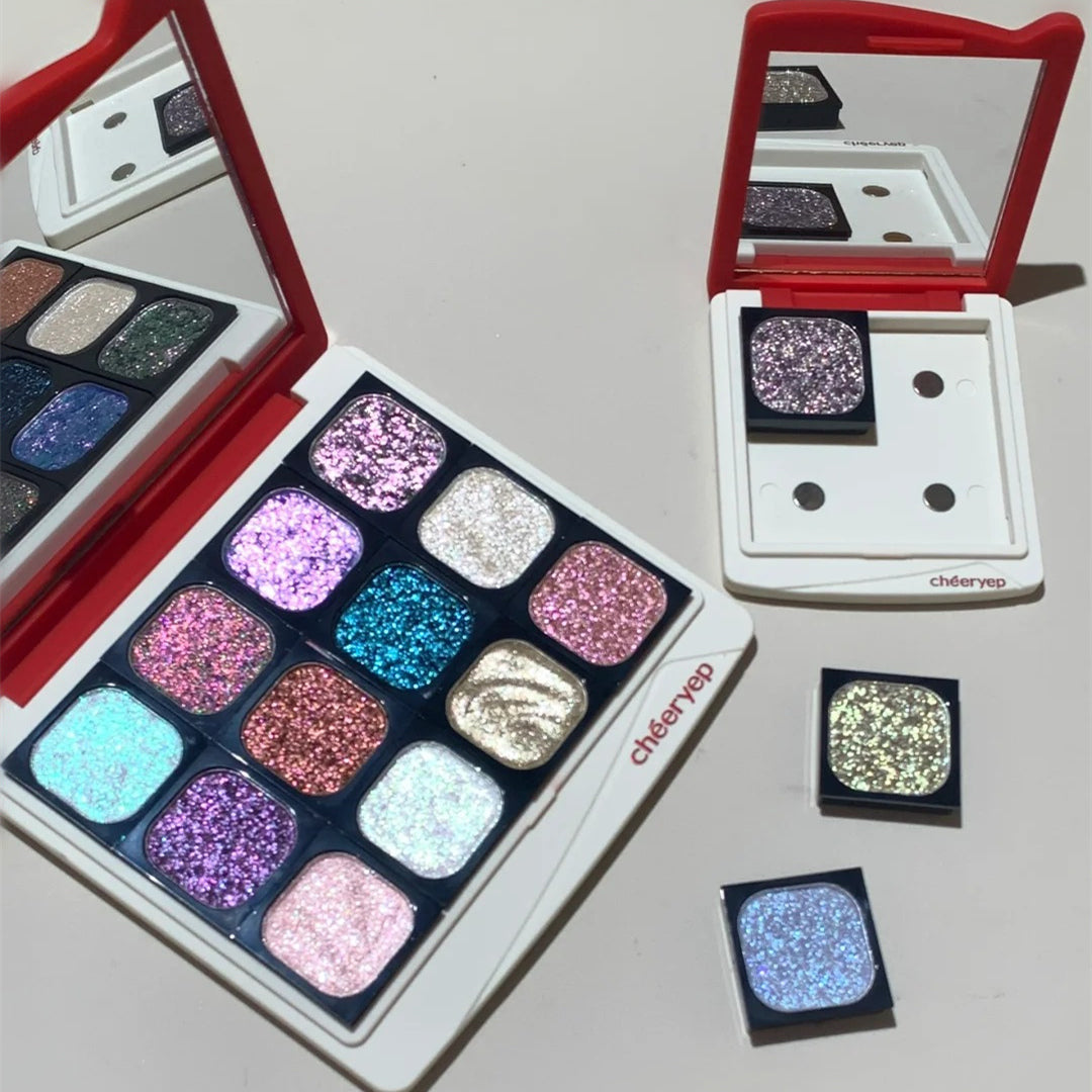 QianYan DIY Eyeshadow Palette, All Chameleon Glitter Swatches🤩