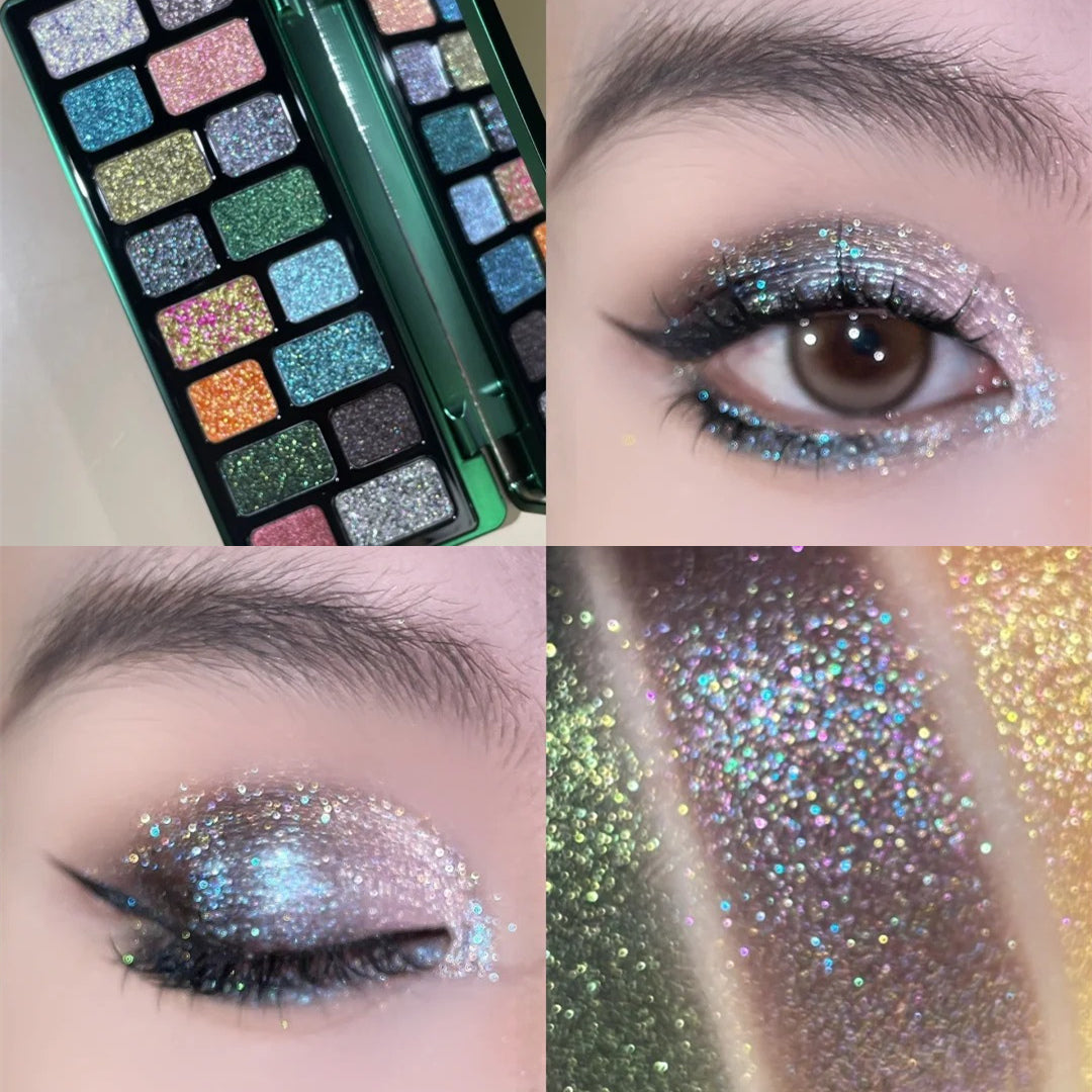 QianYan Holographic Eyeshadow Palette Swatches, So Sparking🤩