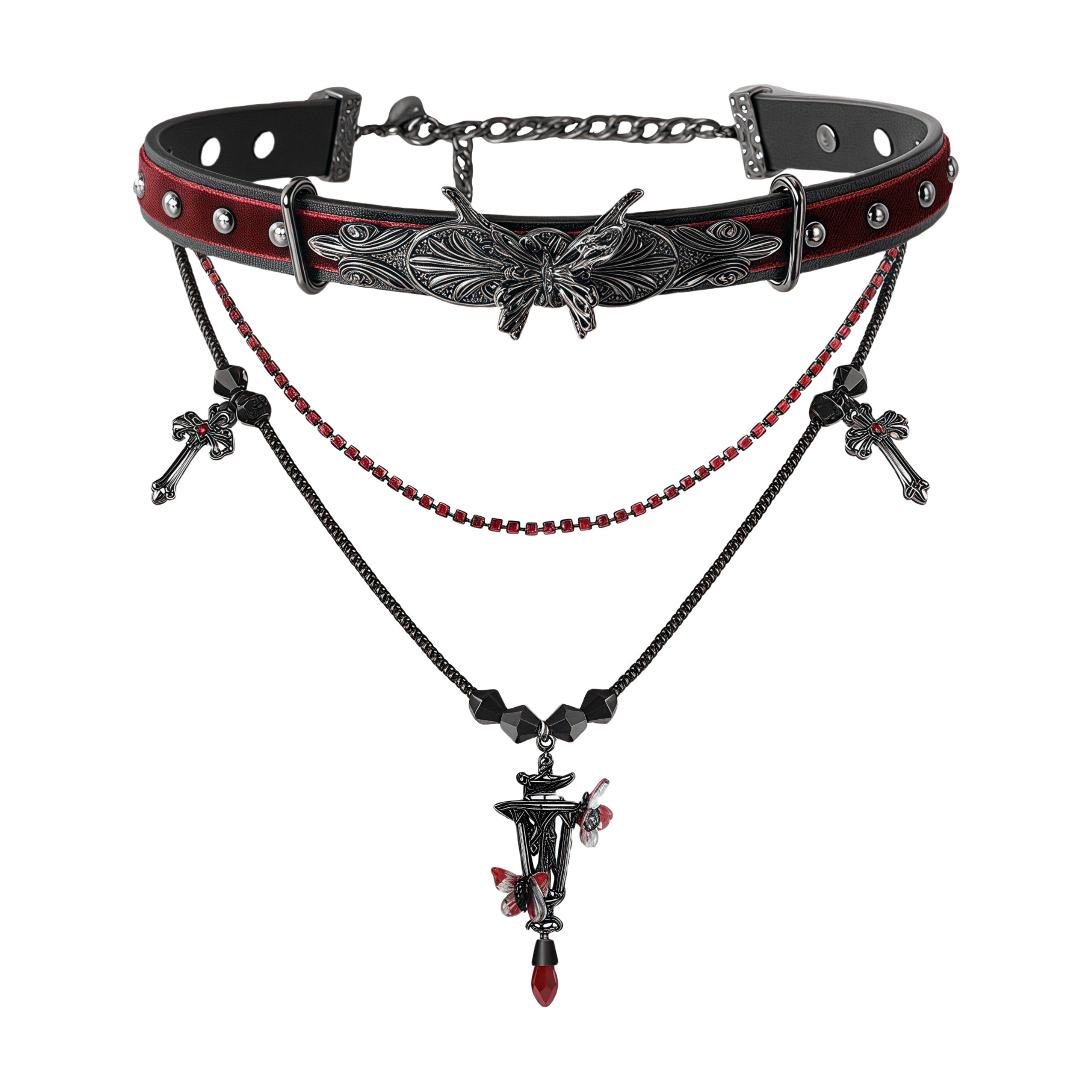 1STXULIE Butterfly & Lamp Collection Niche Gothic Choker Necklace