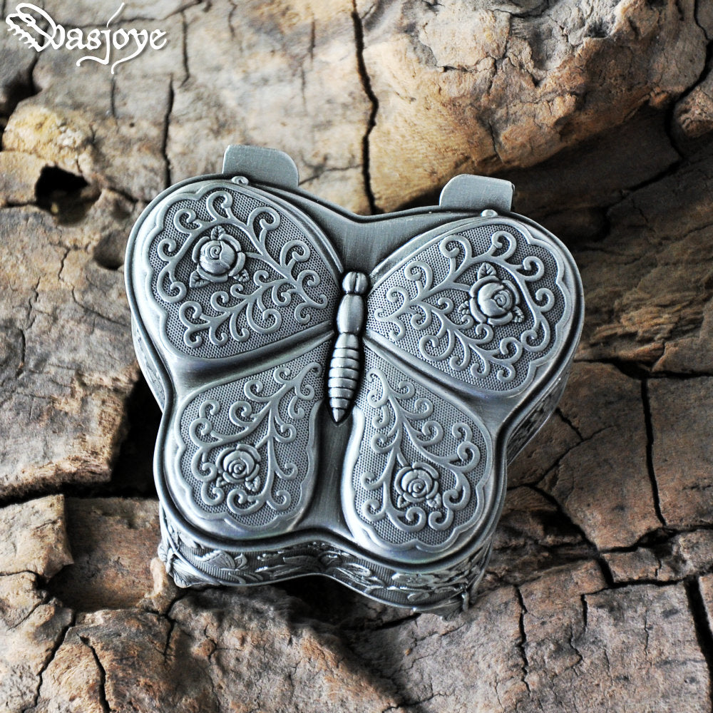 صندوق مجوهرات Wasjoye Butterfly Vintage European Princess مصنوع يدويًا T3232