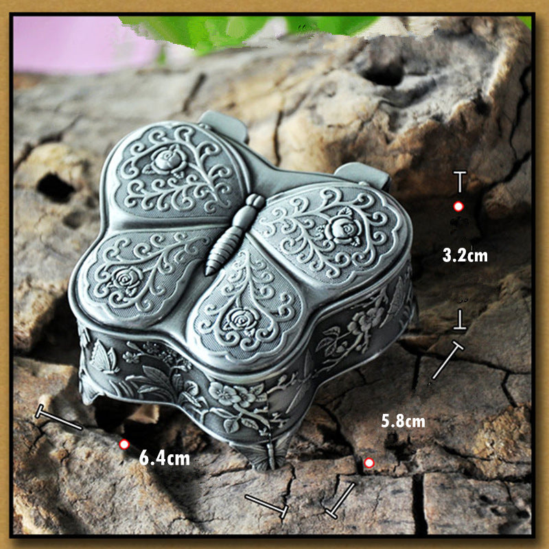 صندوق مجوهرات Wasjoye Butterfly Vintage European Princess مصنوع يدويًا T3232