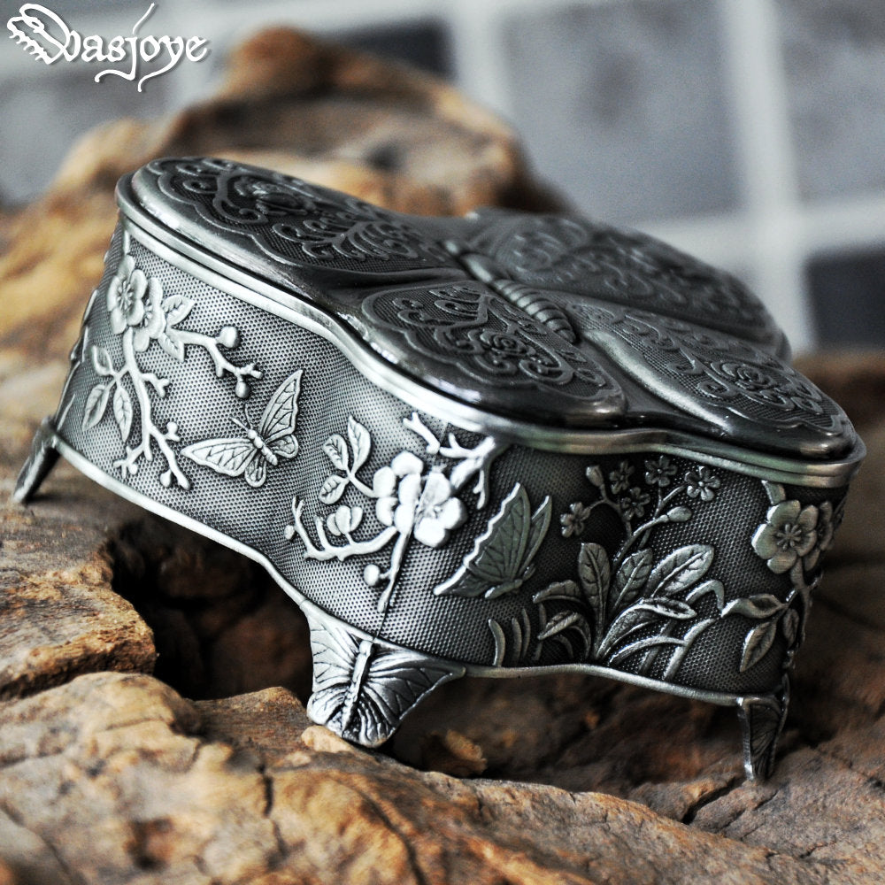 صندوق مجوهرات Wasjoye Butterfly Vintage European Princess مصنوع يدويًا T3232