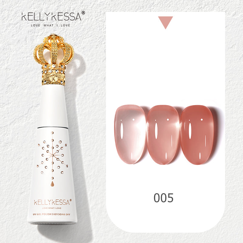 KellyKessa 15ml Luxury Crown Series Ice Crystal Nude Gel Polish T3504