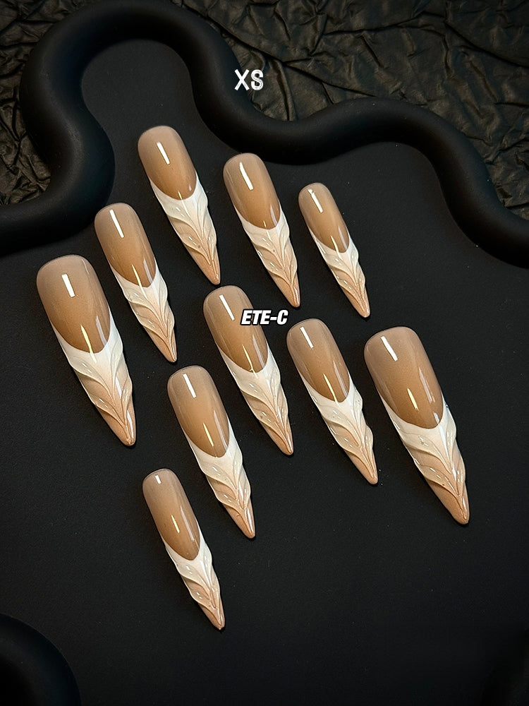 ETERNITY'C Handmade Custom Hot Coffee Pressed On Wearable Nails T5035