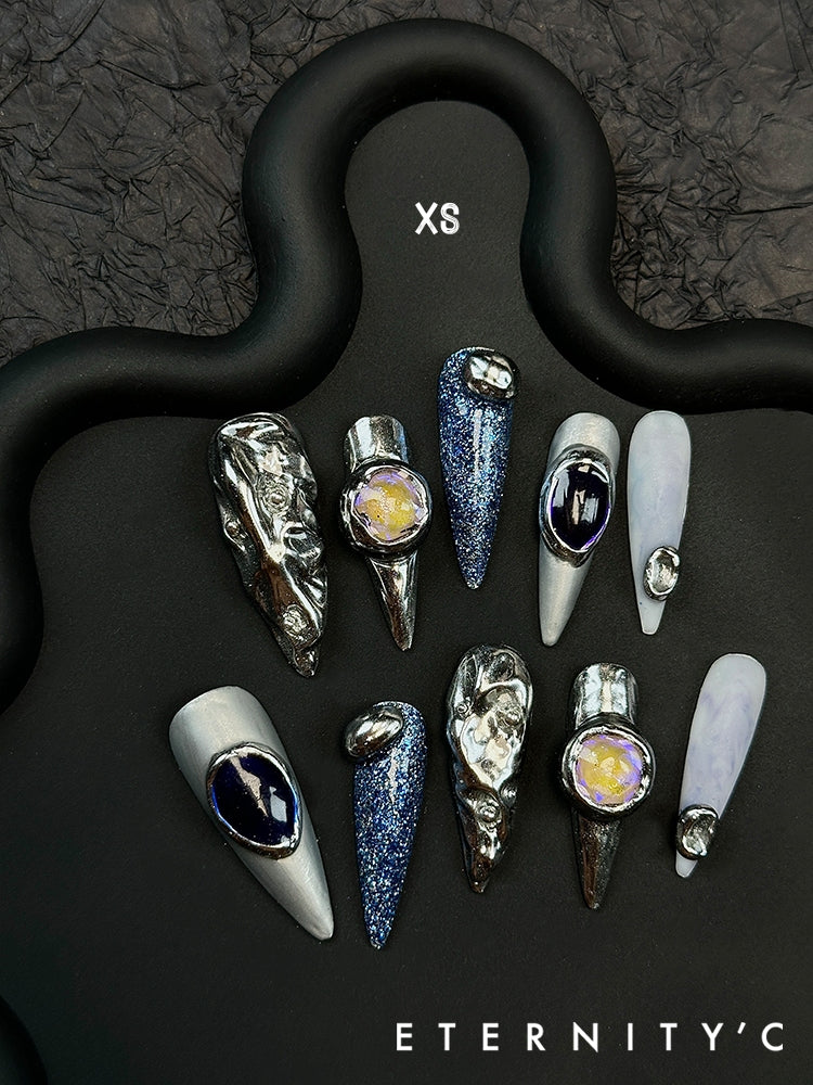 ETERNITY'C Handmade Custom Dream Danube Pressed On Wearable Nails T5042