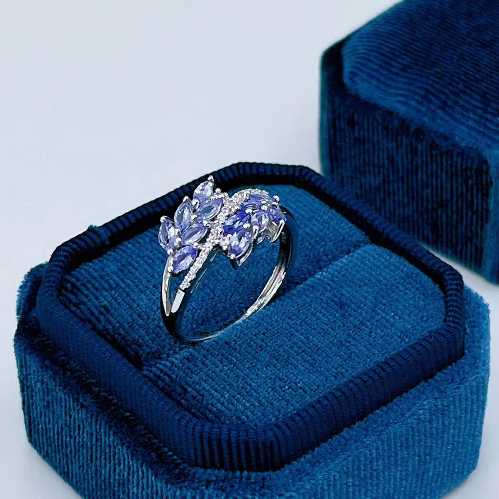 S925 Platinum-Plated Tanzanite Silver Ring for Women (Adjustable) T3428