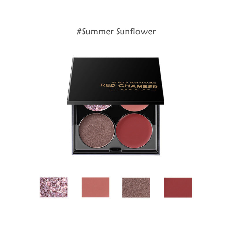 RED CHAMBER 4-Color All-In-One Makeup Palette For Lipstick & Blusher & Eyeshadow T3861