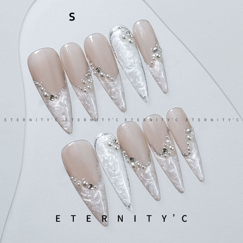 ETERNITY'C Handmade Custom Island Flower Pressed On Wearable Nails T5026