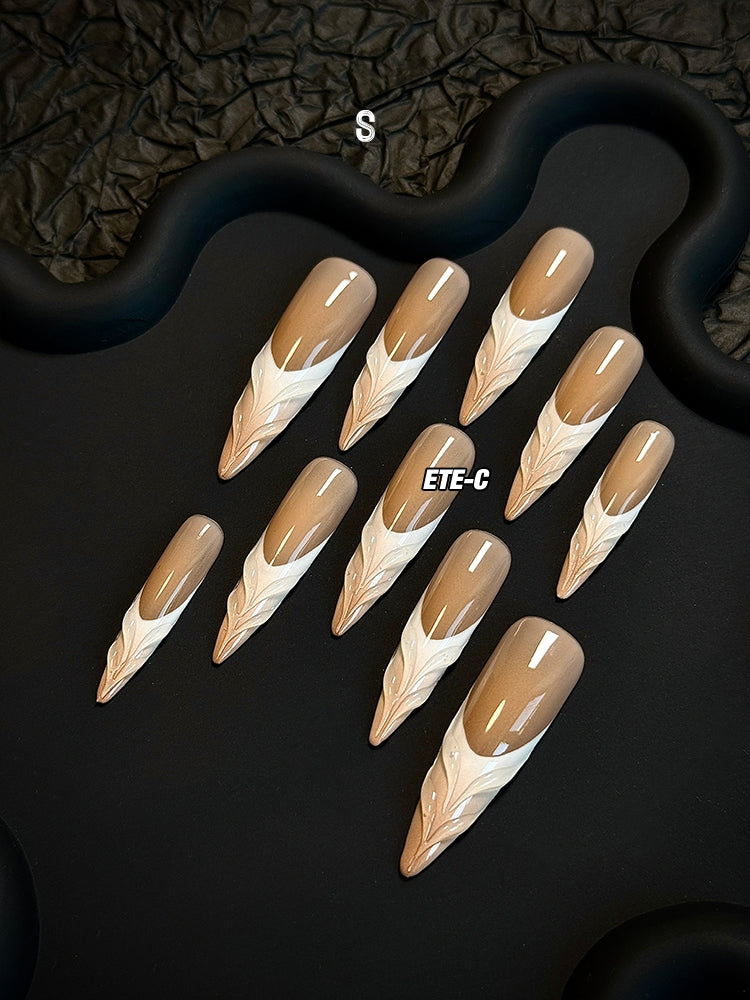 ETERNITY'C Handmade Custom Hot Coffee Pressed On Wearable Nails T5035