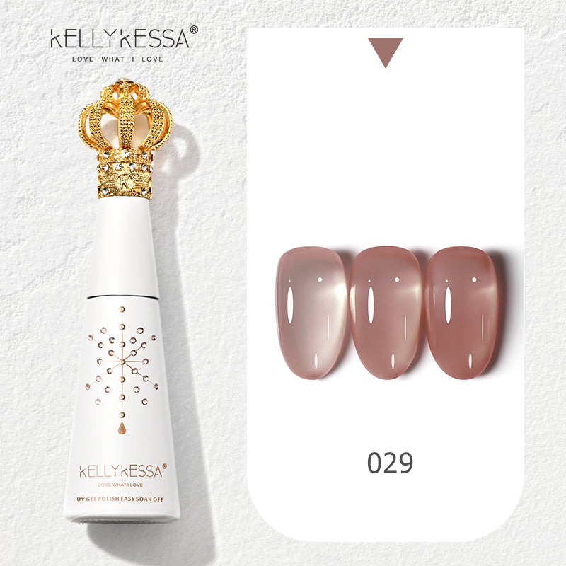KellyKessa 15ml Luxury Crown Series Ice Crystal Nude Gel Polish T3504