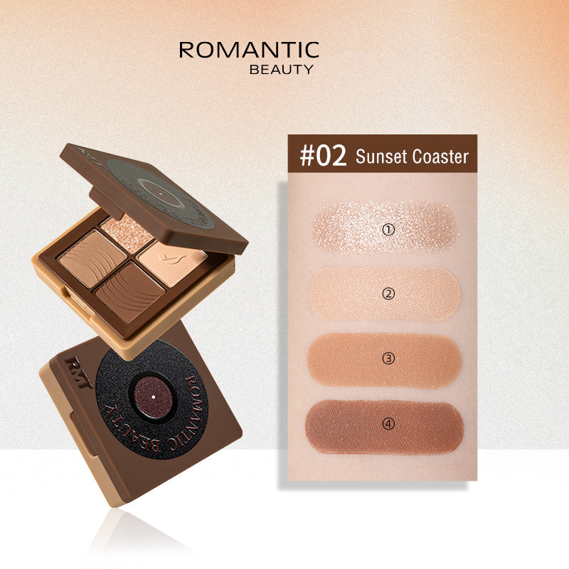 ROMANTIC BEAUTY Vinyl Record 4 Color Eyeshadow Palette T3882