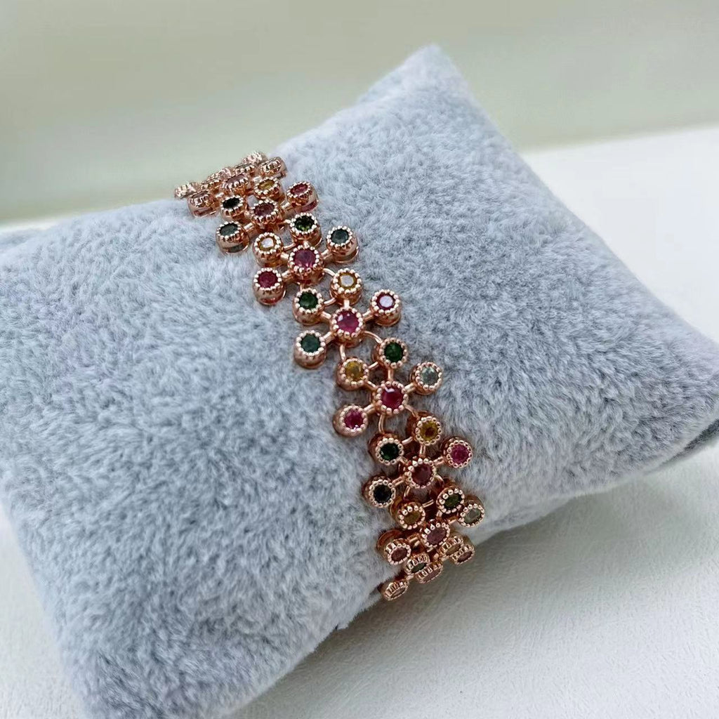 S925 Rose Gold-Plated Tourmaline Silver Bracelet for Women T3350