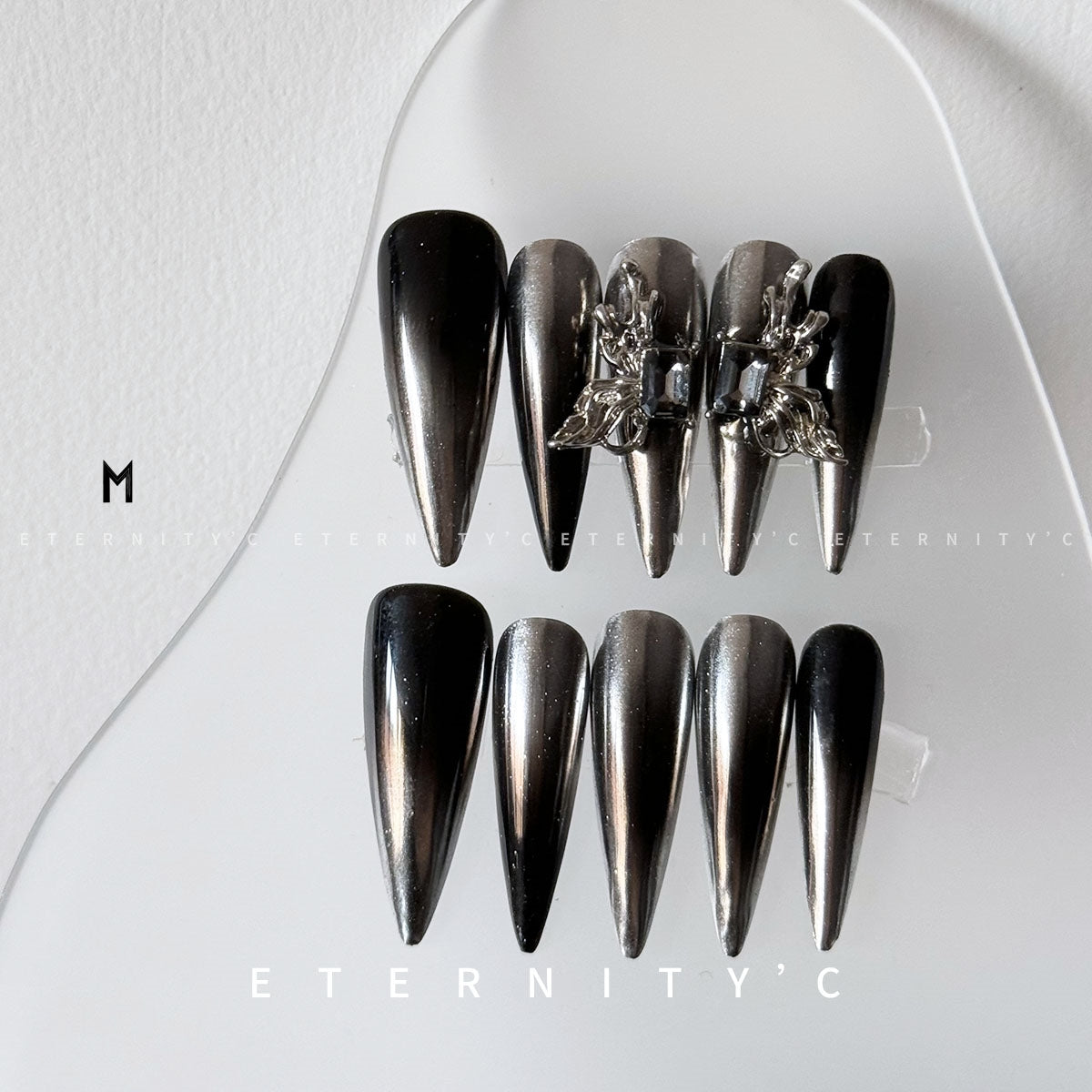 ETERNITY'C Handmade Custom 3D Butterfly Pressed On Wearable Nails T5007