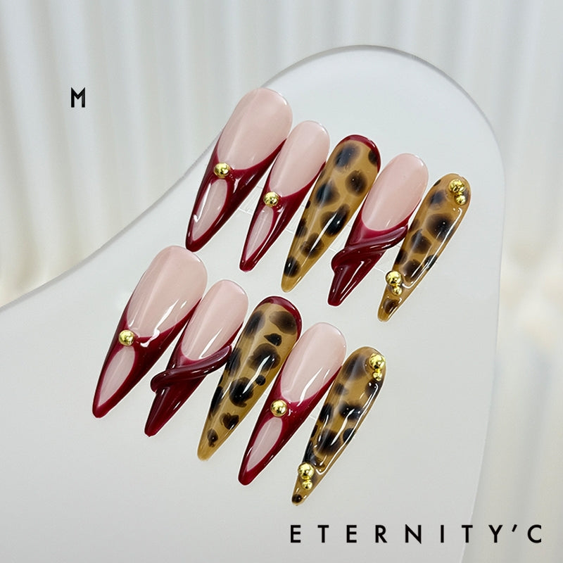 ETERNITY'C Handmade Custom 3D Amber Pressed On Wearable Nails T5041
