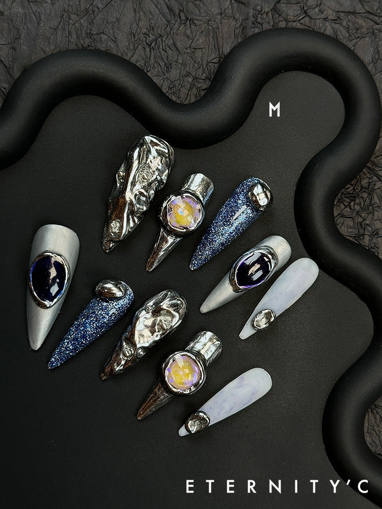 ETERNITY'C Handmade Custom Dream Danube Pressed On Wearable Nails T5042