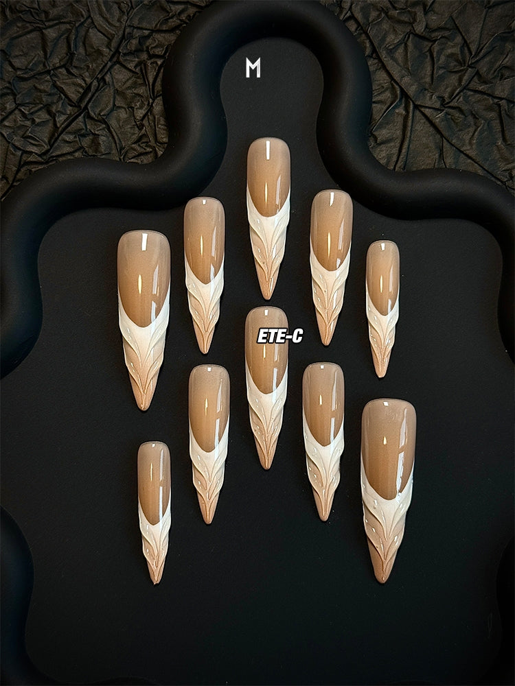 ETERNITY'C Handmade Custom Hot Coffee Pressed On Wearable Nails T5035