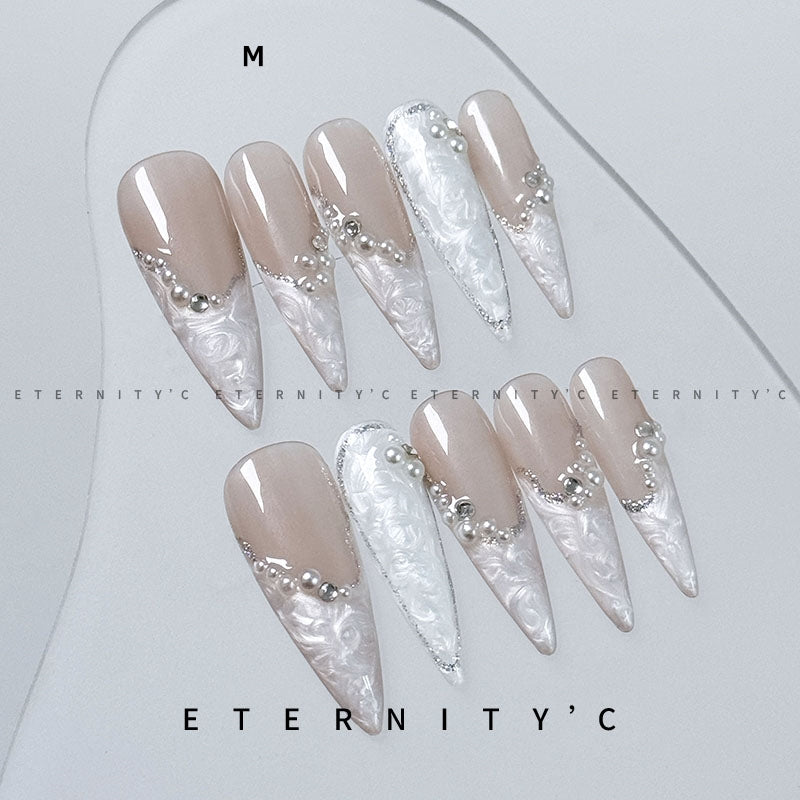 ETERNITY'C Handmade Custom Island Flower Pressed On Wearable Nails T5026