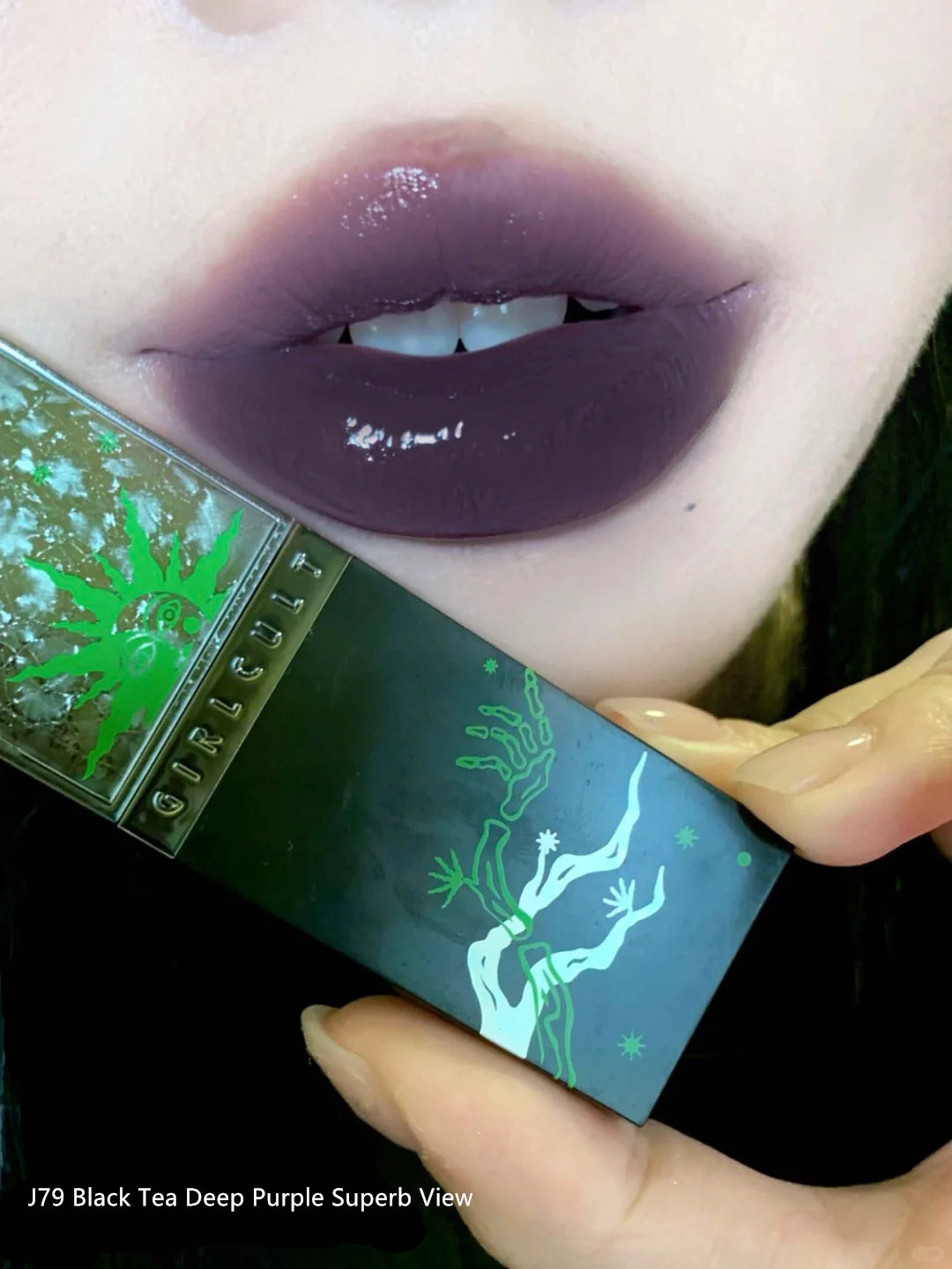 Girlcult Chameleon Mirror Lip Glaze J79 Black Tea Deep Purple Superb View T4550