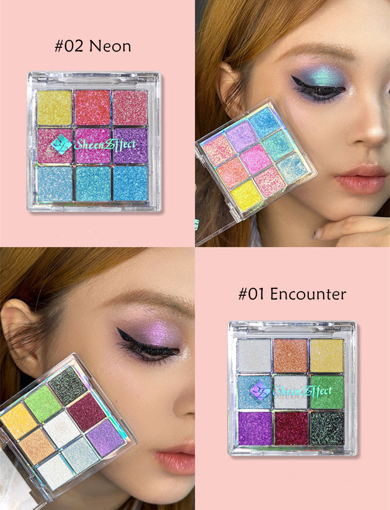 SheenEffect 9-Color Ice-transparent Chameleon Eyeshadow Palette T3921