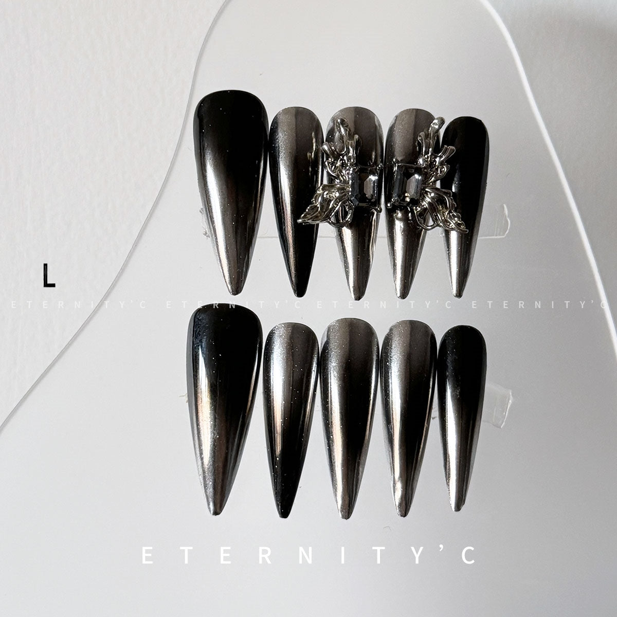 ETERNITY'C Handmade Custom 3D Butterfly Pressed On Wearable Nails T5007