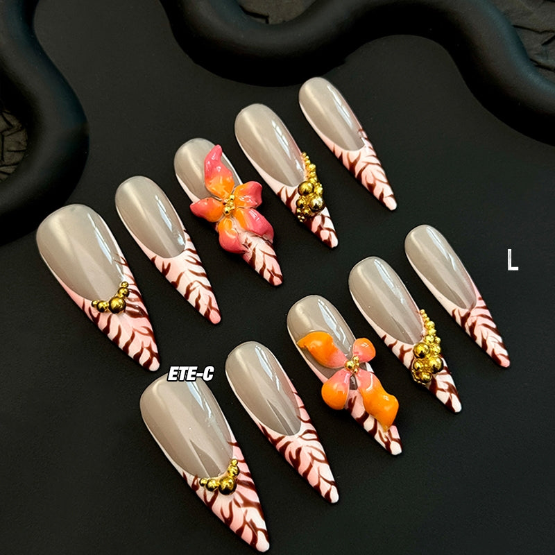 ETERNITY'C Handmade Custom Secret Garden Pressed On Wearable Nails T5008