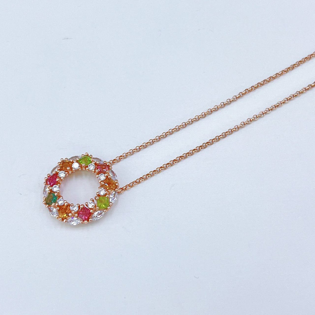 S925 Rose Gold-Plated Tourmaline Silver Necklace for Women T3404