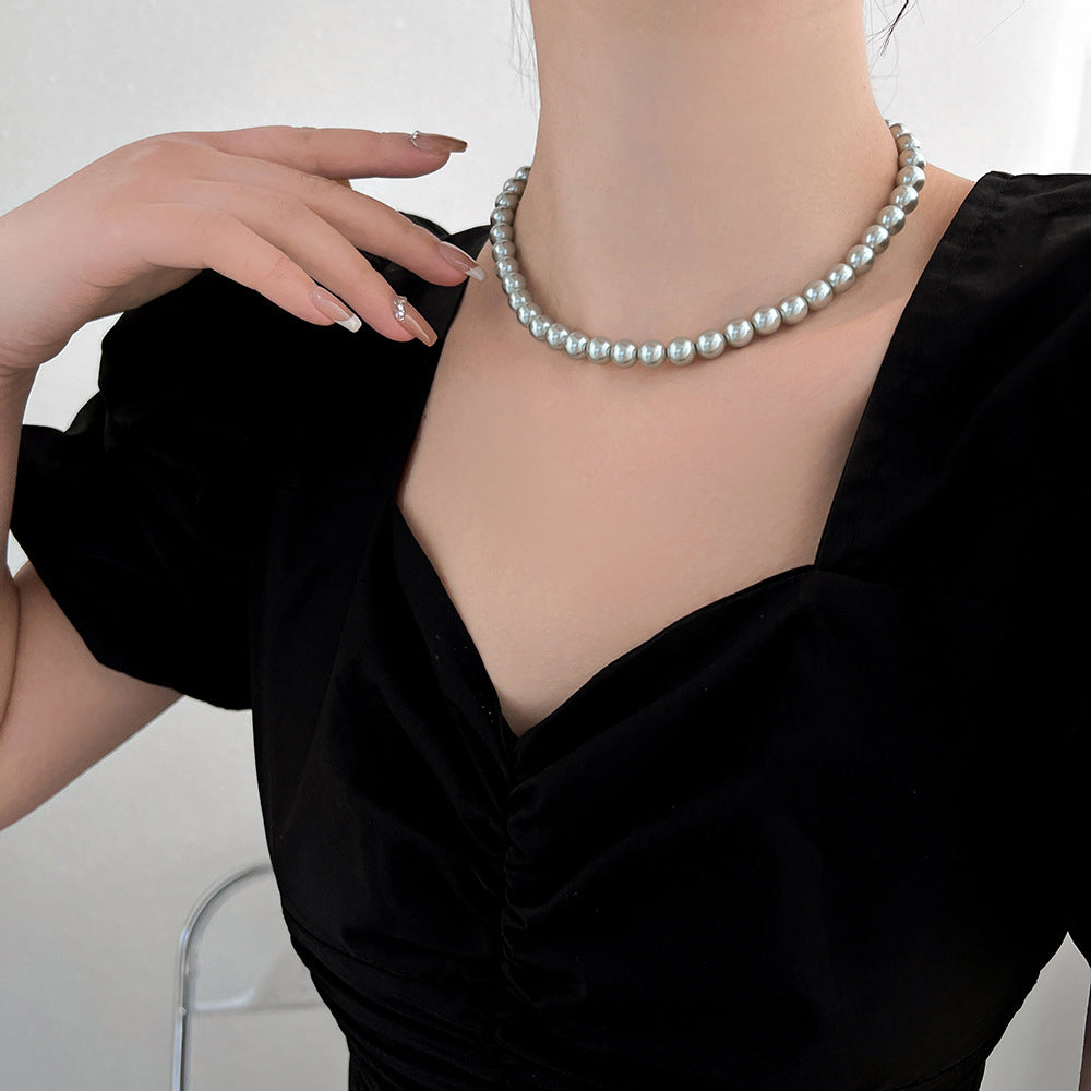 Classy & Trendy S925 Austrian Crystal Pearl Silver Necklace for Women T3648