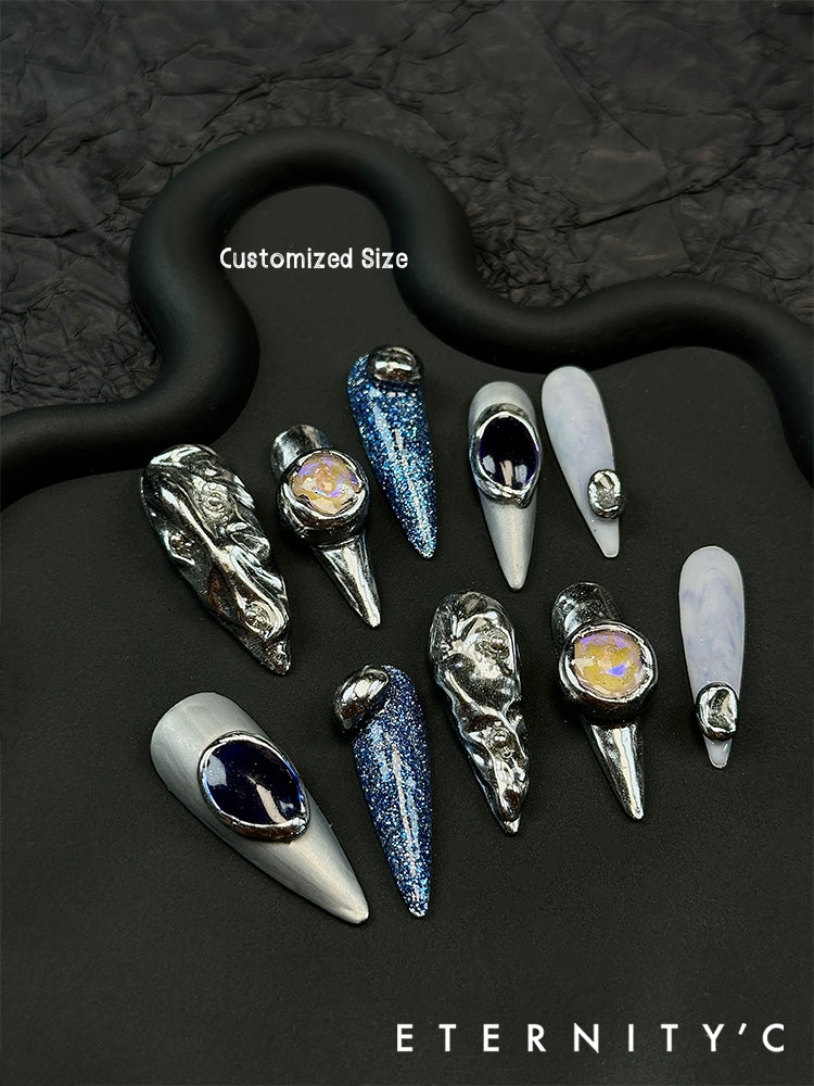 ETERNITY'C Handmade Custom Dream Danube Pressed On Wearable Nails T5042