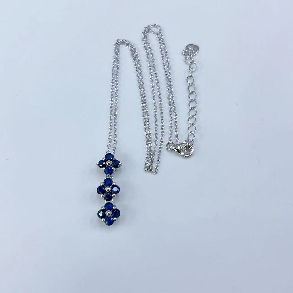 S925 Platinum-Plated Sapphire Silver Necklace for Women T3400