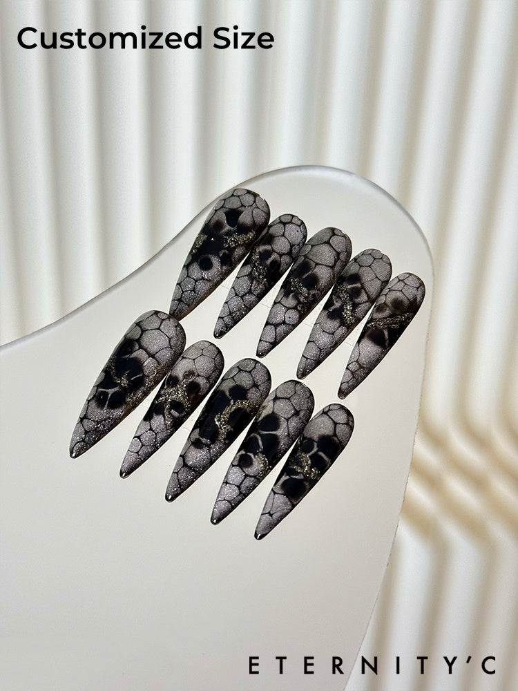 ETERNITY'C Handmade Custom Shining Lizard Pressed On Wearable Nails T4990