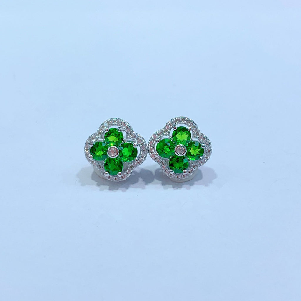 S925 Platinum-Plated Diopside Silver Earrings for Women T3450