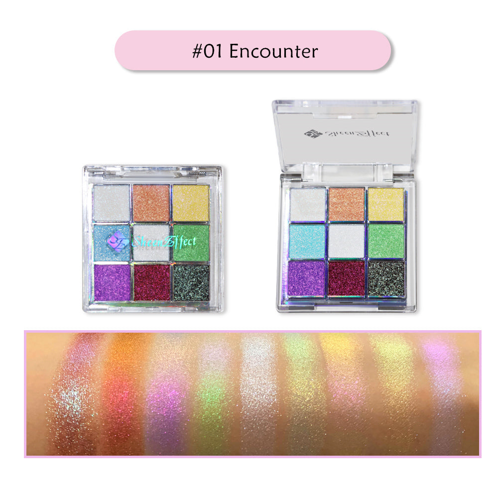 SheenEffect 9-Color Ice-transparent Chameleon Eyeshadow Palette T3921