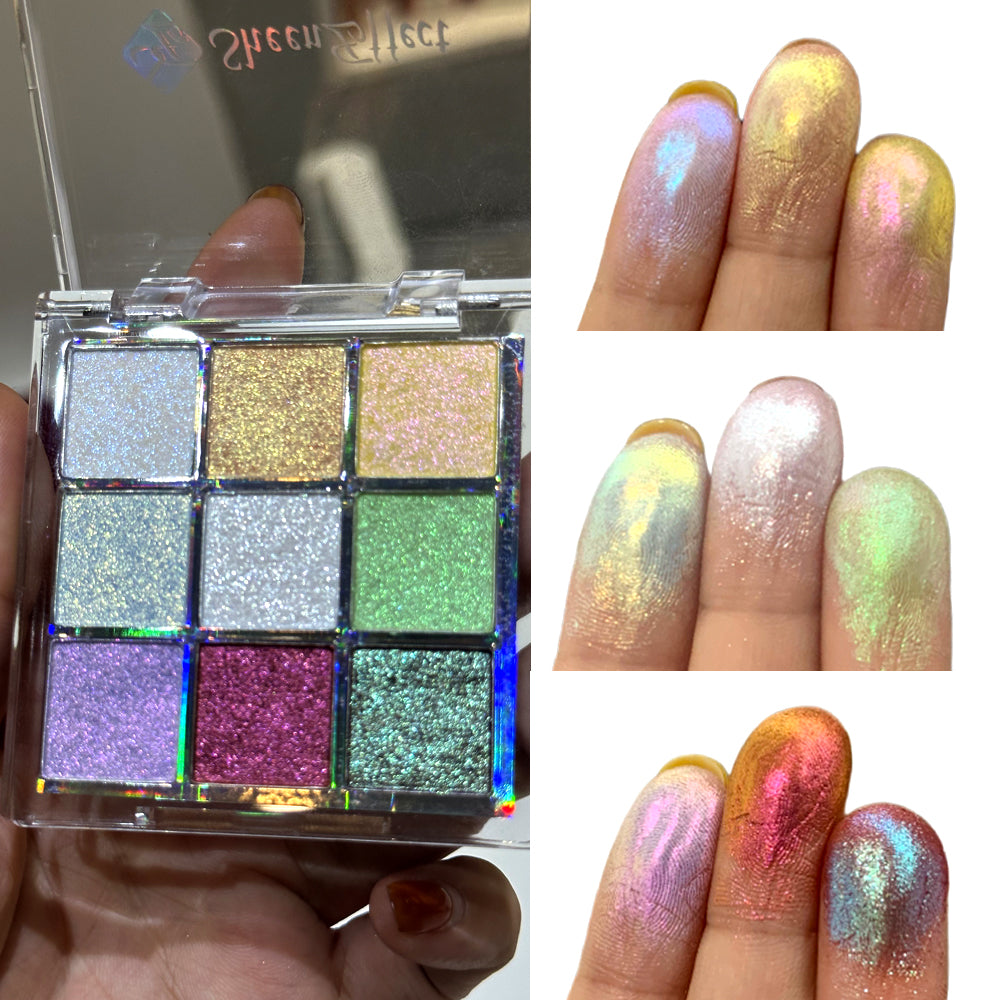 SheenEffect 9-Color Ice-transparent Chameleon Eyeshadow Palette T3921