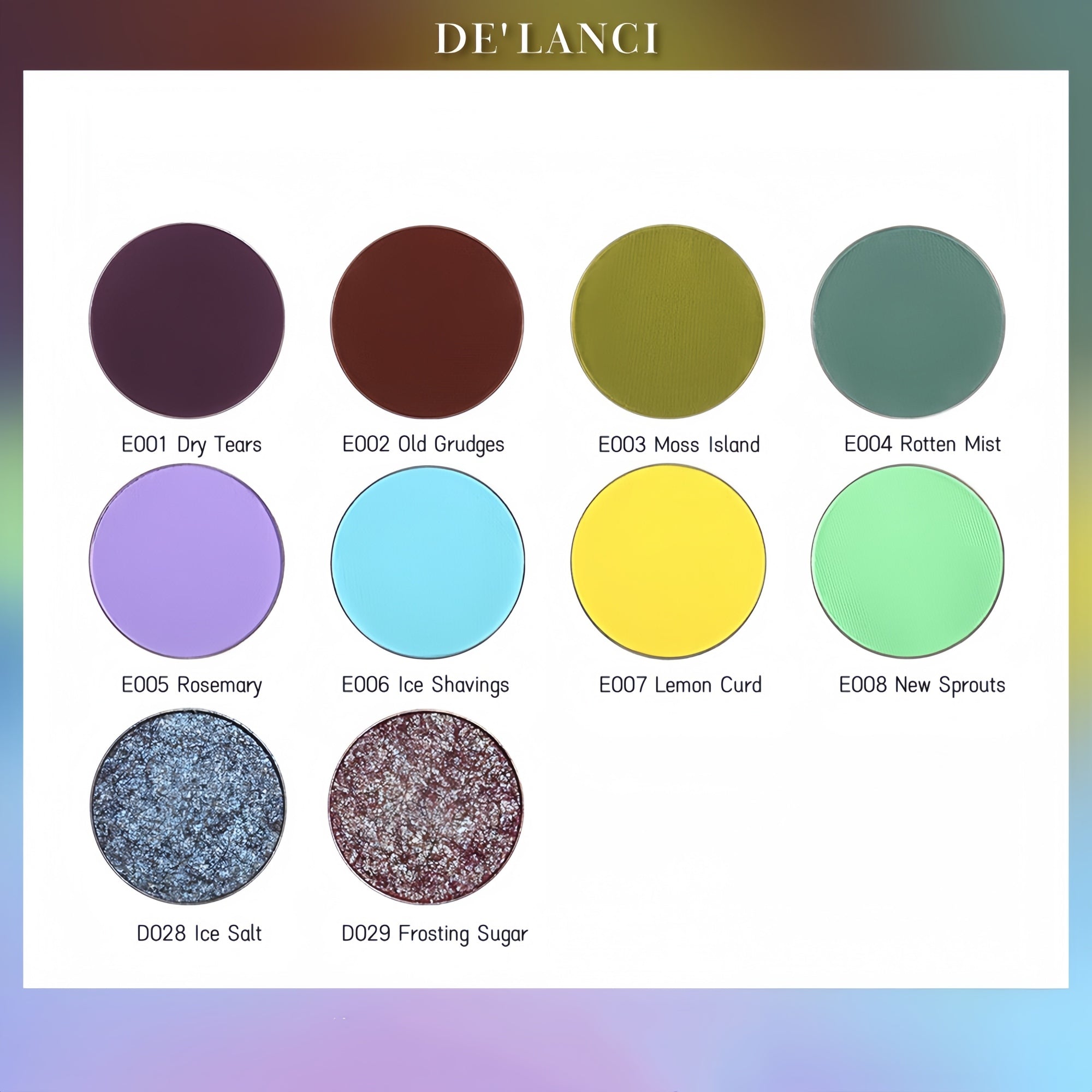 DE'LANCI Macaron Collection Holographic Glitter & Matte Eyeshadow T4705