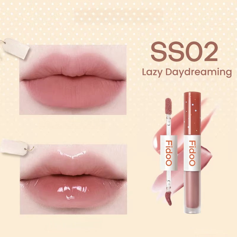 Fidoo Long-wear Moist Double-head Matte & Glossy Lip Glaze T5476