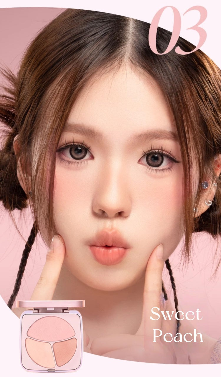 BABREA 3-color Vitality Matte Makeup Blusher Palette T5034