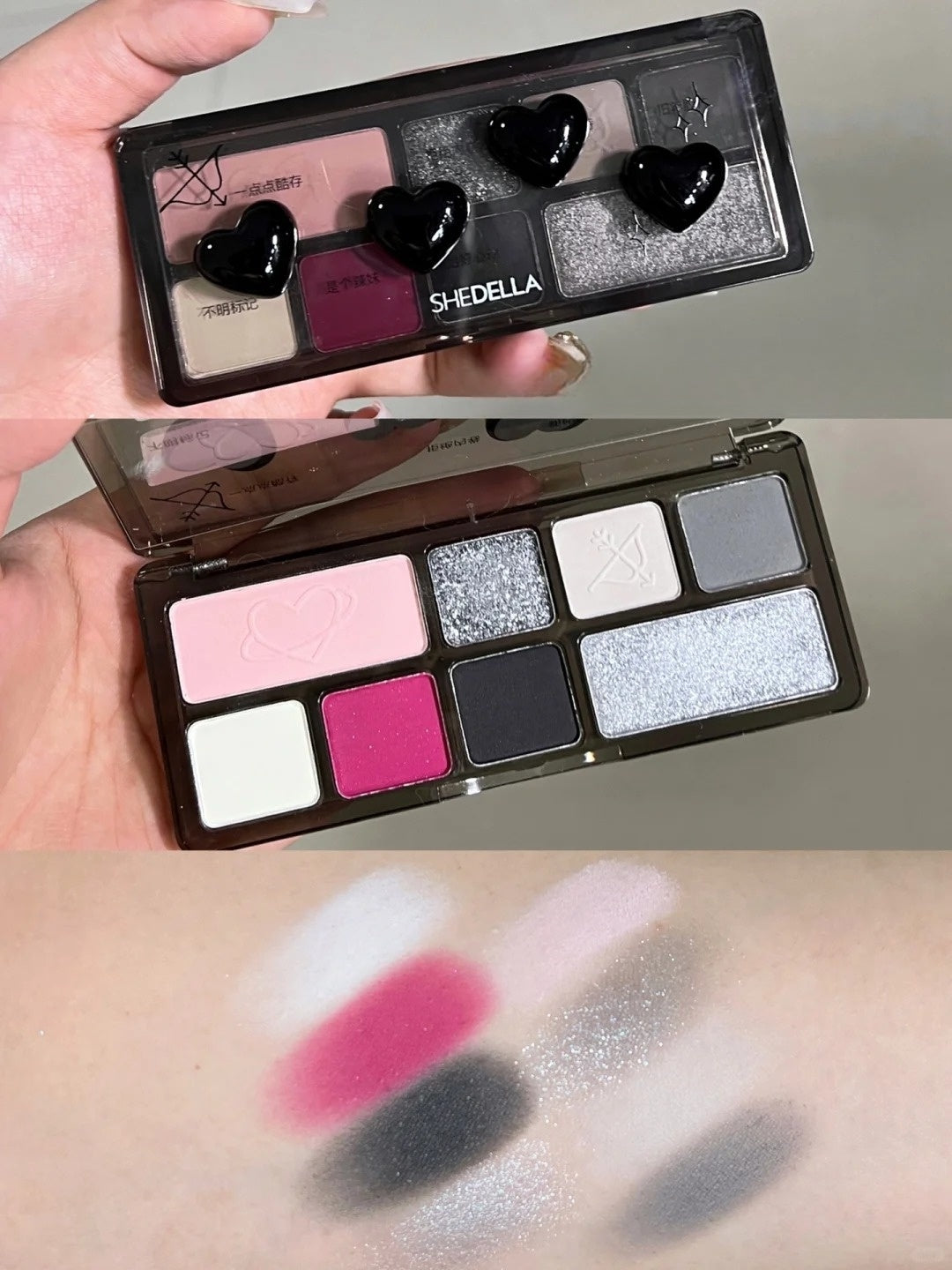 SheDella Black Pink Swan 8-Color Eyeshadow Palette T4441