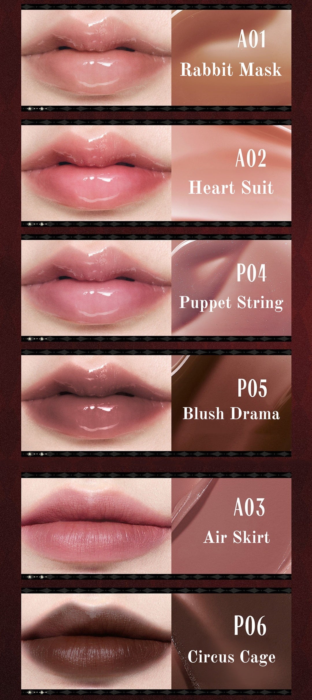 LITTLE ONDINE X Witch's Trick Collection Jester Hat Matte & Glossy Lip Glaze T6040