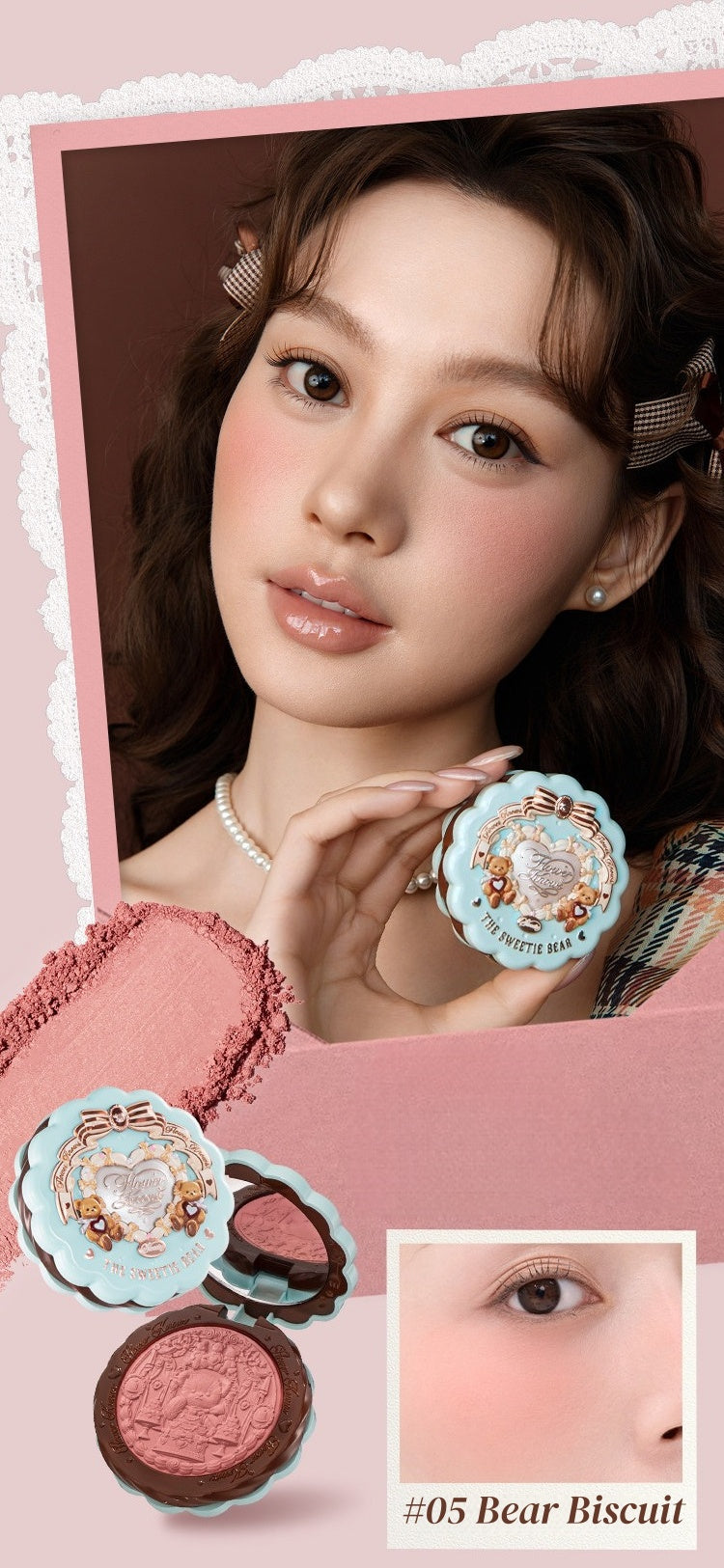 Flower Knows The Sweetie Bear Collection Silk Satin Blush T5917