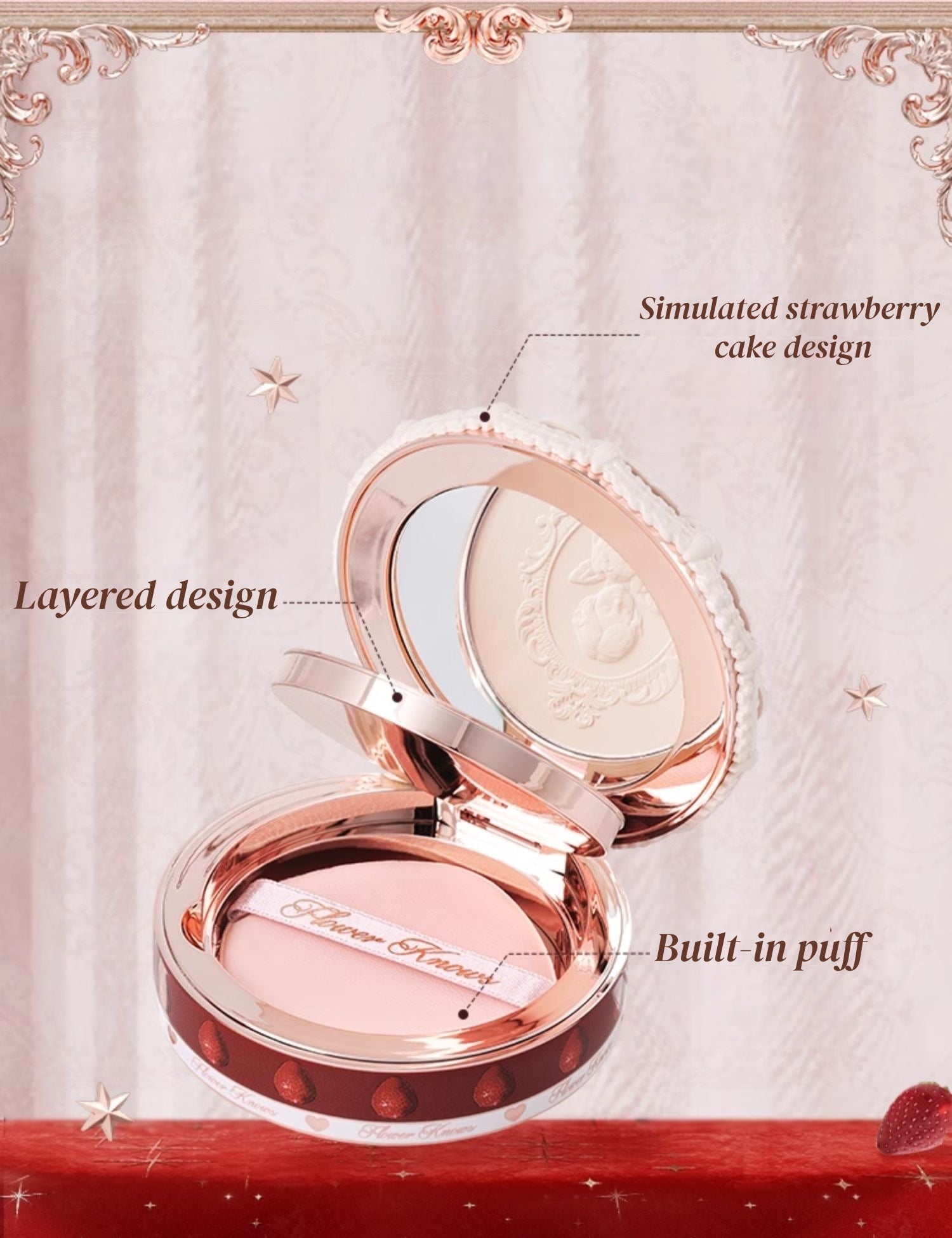 Flower Knows Strawberry Cupid Collection Matte Pressed Powder T5918