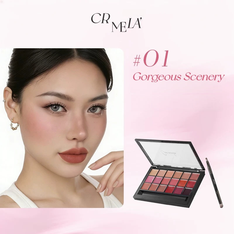 CARMELLA 18-color Velvet Matte Lip Glaze Multi-use Makeup Palette T5707