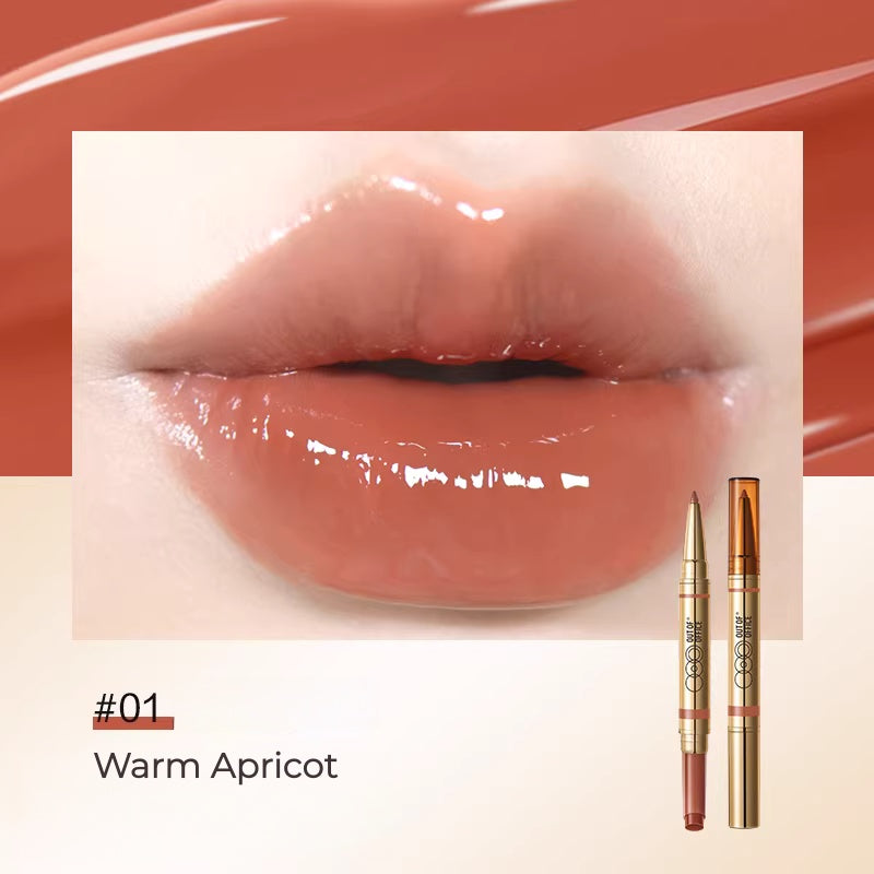 OUT-OF-OFFICE Double-head Moist Lip Liner Pen & Glossy Lipstick T5453