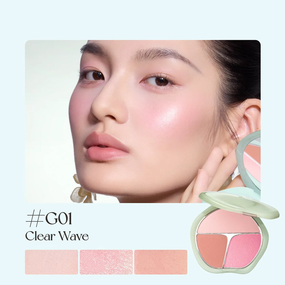 TIMAGE Matte & Satin 3-Color Gradient Blusher Palette T6050