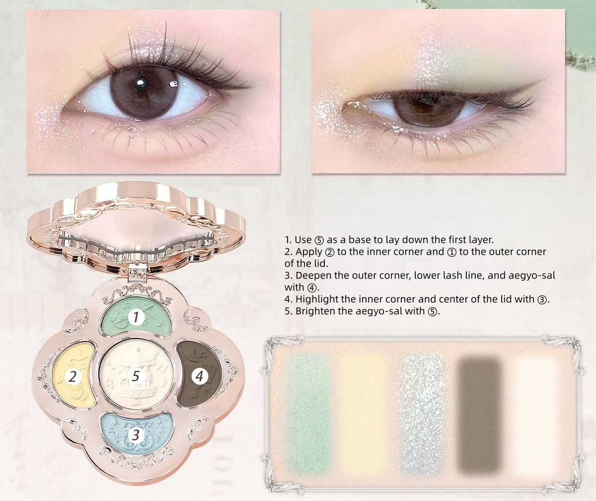 CHEERFLOR Dream Melody Box Collection 5-color Eyeshadow Palette T5780