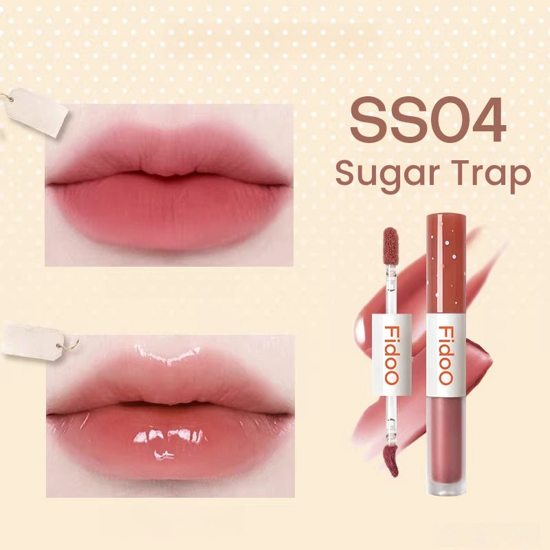 Fidoo Long-wear Moist Double-head Matte & Glossy Lip Glaze T5476