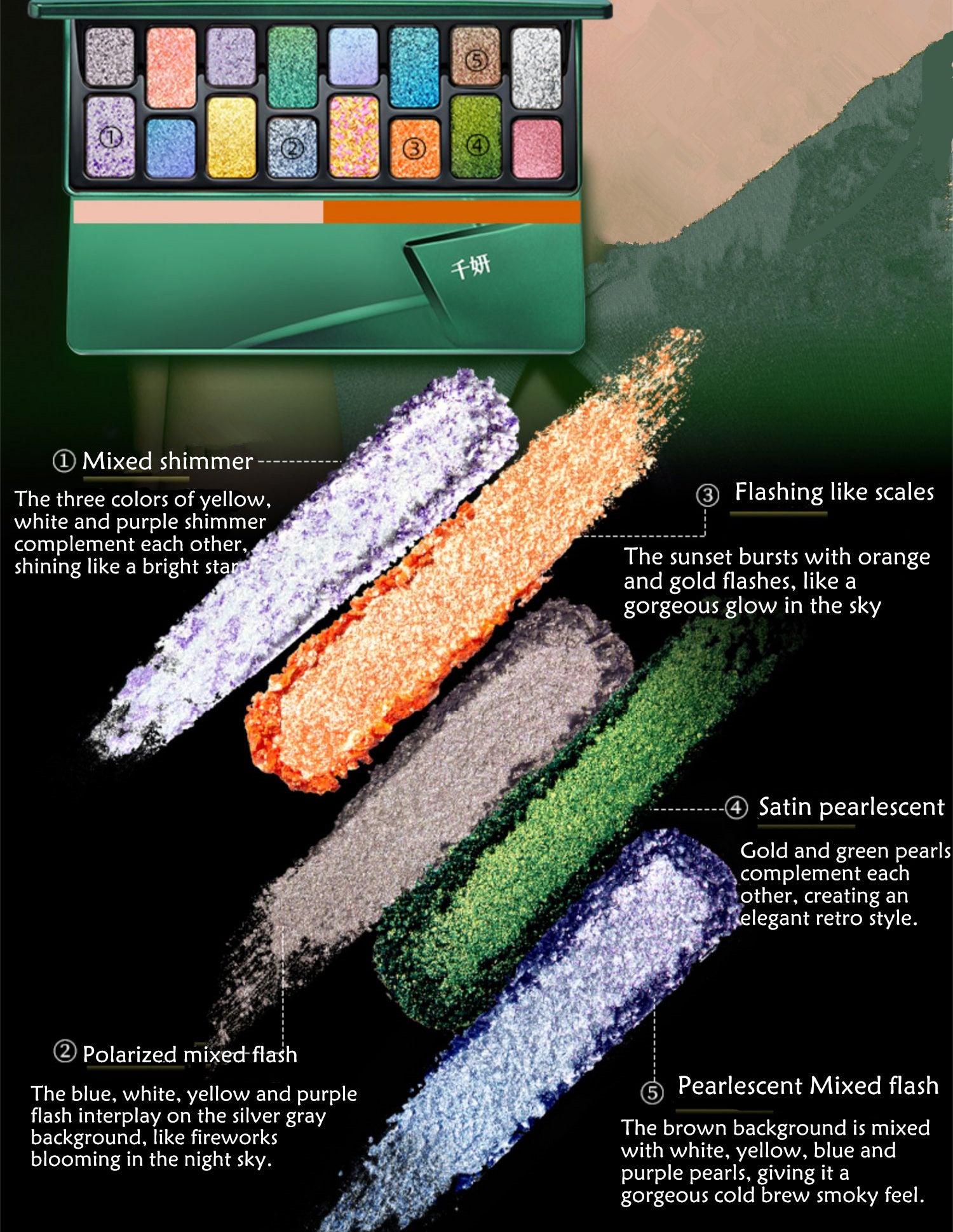 QianYan Cosmic Mind 16-Color Holographic Eyeshadow Palette T3871