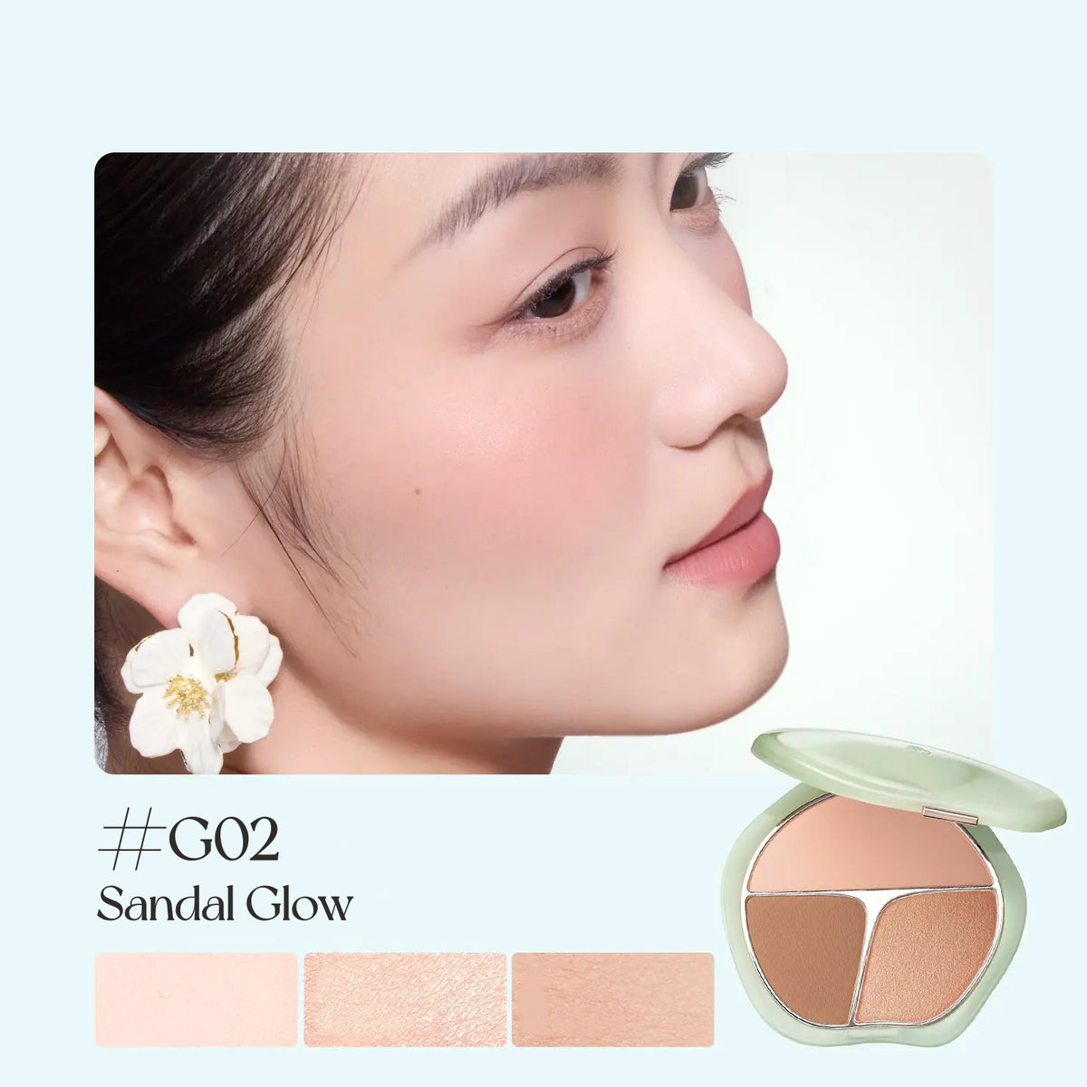 TIMAGE Matte & Satin 3-Color Gradient Blusher Palette T6050