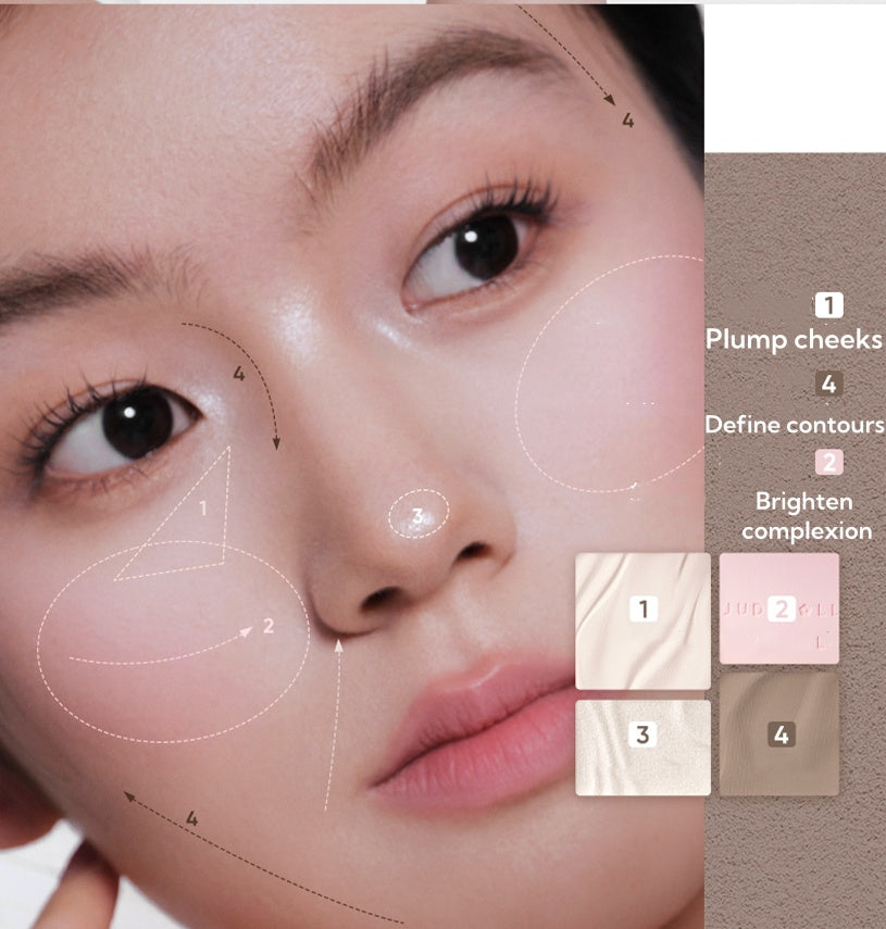 JUDYDOLL Highlighter & Matte Nose Face Contour Palette T4730