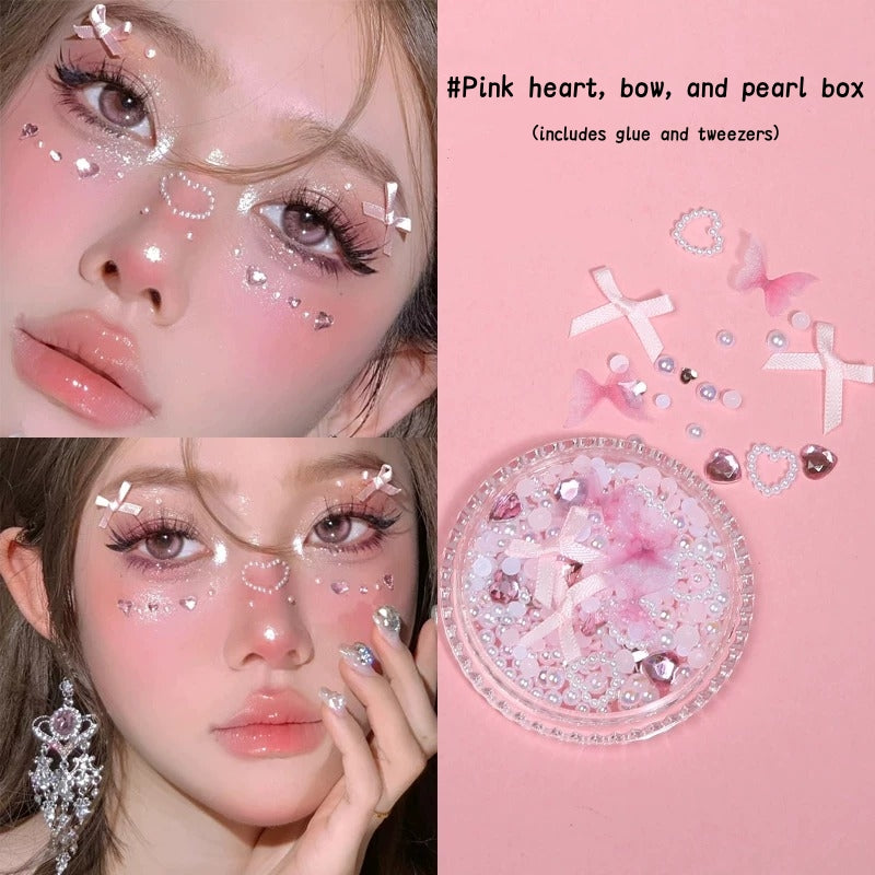 AmazingGirl Glittery Sequin Pearl Butterfly Face Makeup Stickers T5907
