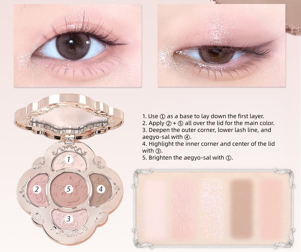 CHEERFLOR Dream Melody Box Collection 5-color Eyeshadow Palette T5780